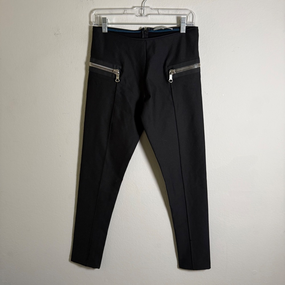 Les Chiffoniers Black Zipper Accent Tapered Pants Made in Italy Womens Size S